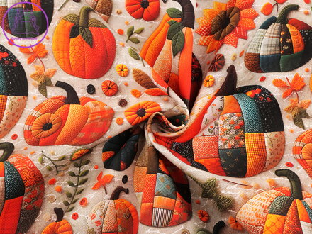 Bavlněná látka s digitálním tiskem dýně / podzim