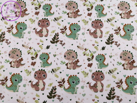 Bavlněná látka / plátno dinosaurus