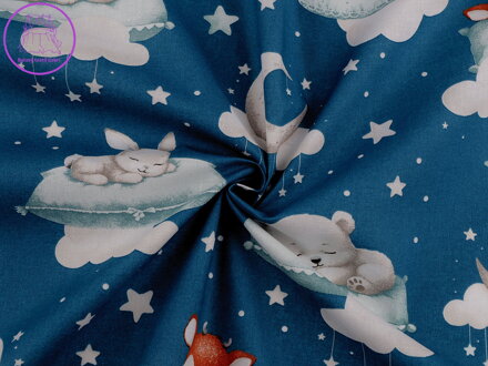 Bavlněná látka / plátno spící zvířátka
