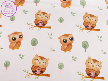 Bavlněná látka / plátno sovy