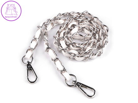 Koženkový popruh / ucho s řetízkem a karabinami, na kabelky a mobilní telefony šíře 2 cm