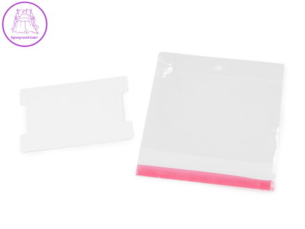 Papírová karta na náramky, gumičky se sáčkem s eurozávěsem 6,2x9,3 cm