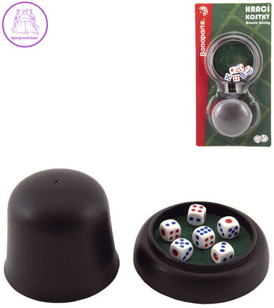 BONAPARTE Hra Kostky házecí hrací set 6ks s kalíškem plast na kartě