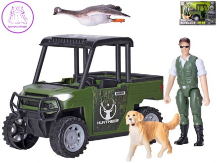 Auto Revenant terénní 14cm lovecký set s figurkou lovce a 2 zvířaty