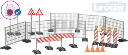 BRUDER 62007 Set dopravní značky a silniční zábrany 20ks plast