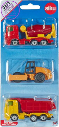SIKU Stavební vozidla set parní válec se sklápěčkou a míchačkou kov 0403