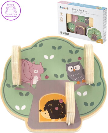 VIGA DŘEVO PolarB baby hra na schovávanou manipulační deska zvířátka