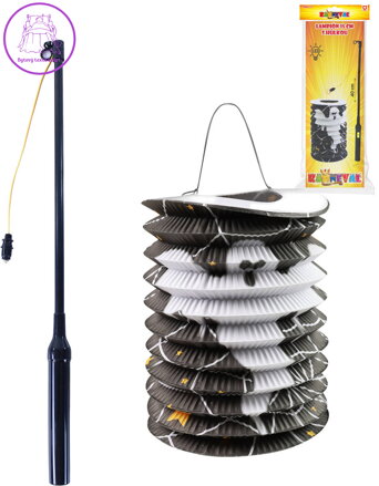 Lampion válec 15cm Halloween duch na svíčku / žárovku s hůlkou na baterie Světlo
