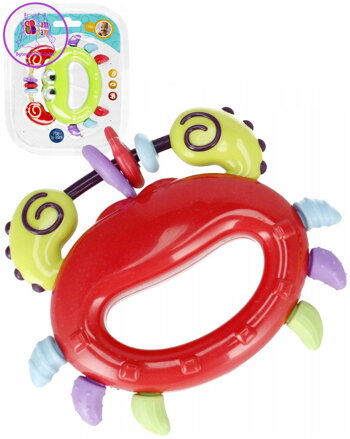 BAM BAM Baby chrastítko a kousátko krab pro miminko na kartě 2 barvy