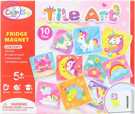 Výroba magnetů na lednici kreativní set se štětcem a barvičkami v krabici