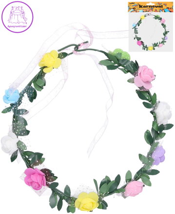 KARNEVAL Čelenka květinová růže *KARNEVALOVÝ DOPLNĚK*