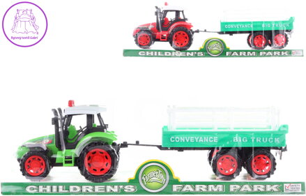 Traktor plastový zemědělský set s přívěsem na setrvačník 2 barvy