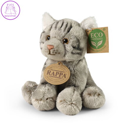 PLYŠ Kočka plyšová šedá sedící 14 cm ECO-FRIENDLY