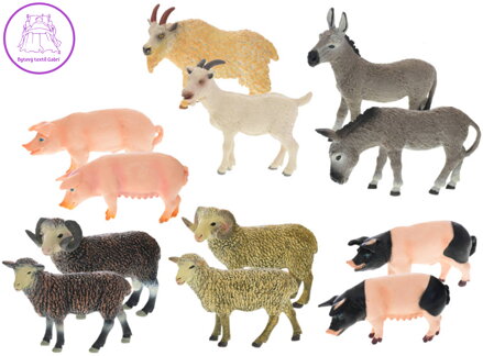 Zvířata domácí farma 9-12cm plastové figurky zvířátka 12 druhů