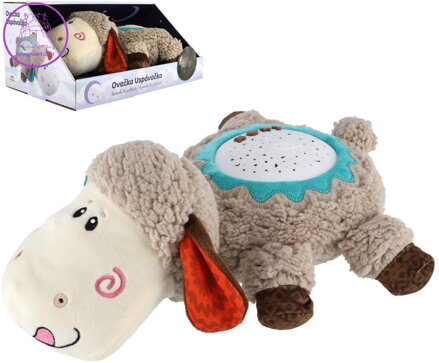 PLYŠ Ovečka baby usínáček projektor na baterie pro miminko Světlo Zvuk