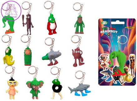 BRAINROT Přívěšek na klíče 7cm 3D dětská klíčenka 12 druhů plast/kov