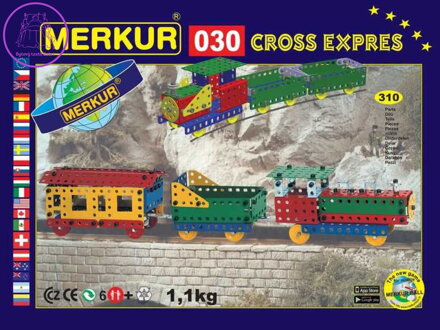 MERKUR M 030 Vláček Cross Expres 310 dílků *KOVOVÁ STAVEBNICE*