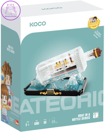 Stavebnice mini KOCO Titanic v lahvi 918 dílků + 2 figurky plast