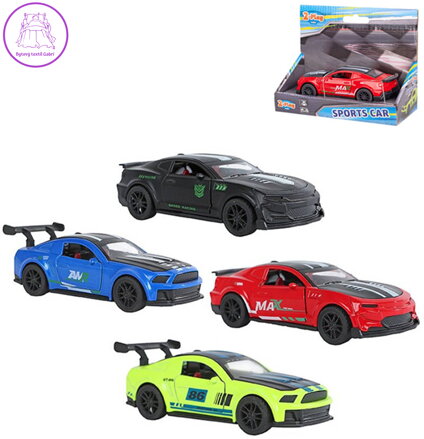 Auto sportovní kovové 12cm zpětný chod 2 druhy 2 barvy