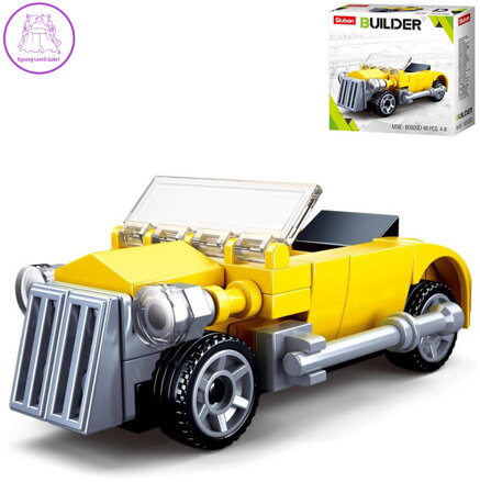 SLUBAN Builder Žlutý kabriolet auto veterán 48 dílků STAVEBNICE