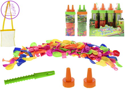 Vodní bomby barevné balonky set 120ks se 2 nástavci a síťkou 2 barvy