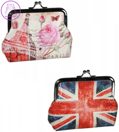 Peněženka dětská vintage 13x10cm na drobné mince kovové zapínání 2 druhy