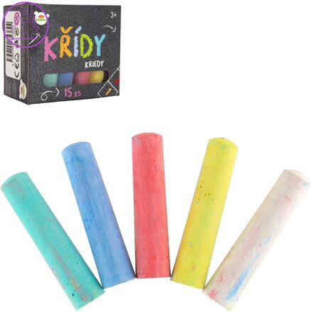 Křídy chodníkové barevné kulaté set 15ks v krabičce