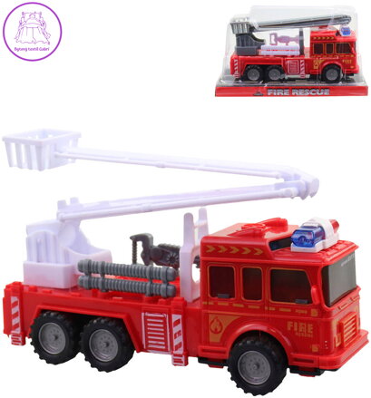 Auto hasičské požární vozidlo s žebříkem hasiči plast