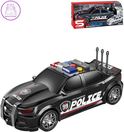 Auto policejní 25cm černé sportovní na baterie Světlo Zvuk plast