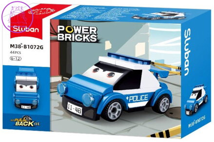 SLUBAN Power Bricks Auto policie s očima zpětný chod 44 dílků STAVEBNICE