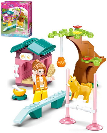 SLUBAN Girls Dream Cvičiště pro pejsky 91 dílků + 1 figurka STAVEBNICE