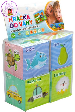Kostky soft měkké obrázkové 7cm do vany do vody set 4 kusy v sáčku