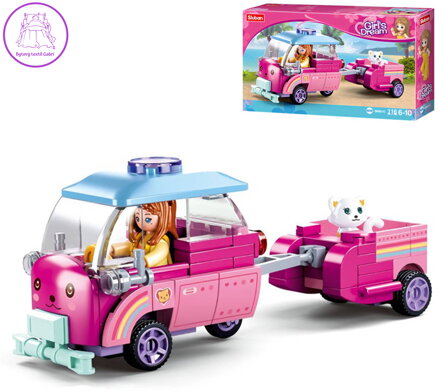 SLUBAN Girls Dream Kočičí vůz 116 dílků + 1 figurka STAVEBNICE