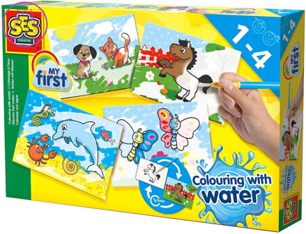SES CREATIVE Baby Moje první malování štětcem a vodou Zvířátka