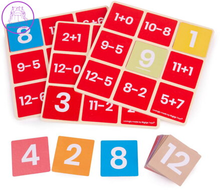 BIGJIGS TOYS DŘEVO Hra matematické bingo sčítání a odčítání