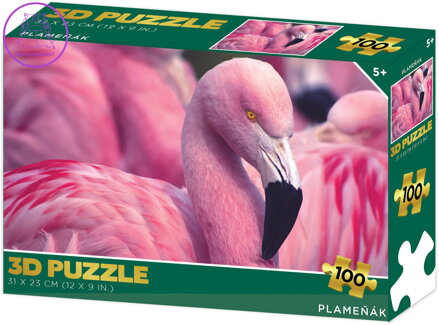 PUZZLE 3D Plameňák 31x23cm 100 dílků skládačka v krabici