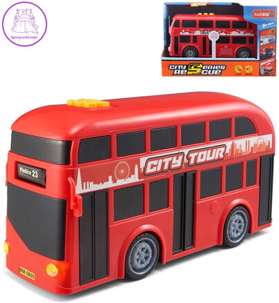 Autobus červený dvoupatrový doubledecker na baterie Světlo Zvuk