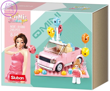 SLUBAN Mini Handcraft MiniQ Růžový kabriolet 245 dílků + 1 figurka STAVEBNICE