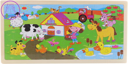 DŘEVO Puzzle farma 96 dílků skládačka na desce *DŘEVĚNÉ HRAČKY*