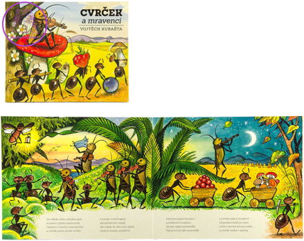 Knížka dětská Cvrček a mravenci leporelo veršované s básničkami