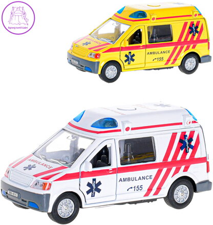 Auto ambulance CZ zpětný chod 14cm na baterie Světlo Zvuk 2 barvy kov