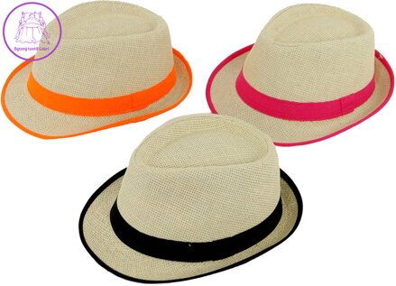 Klobouk letní slaměný unisex slamák s barevnou stužkou 3 barvy