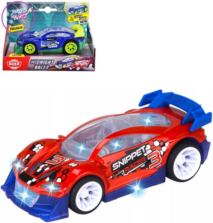 DICKIE Auto závodní Midnight Racer zpětný chod na baterie Světlo Zvuk 2 druhy