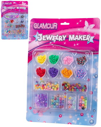 Korálky navlékací Glamour kreativní set výroba dětské bižuterie 2 druhy