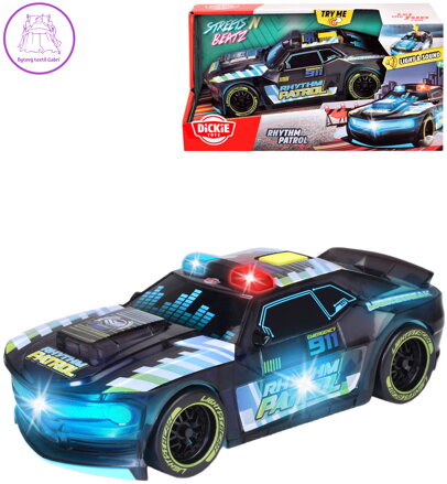 DICKIE Auto policejní Rythm Patrol s efekty na setrvačník na baterie Světlo Zvuk