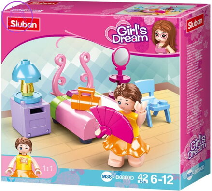 SLUBAN Girls Dream Ložnice 42 dílků + 1 figurka STAVEBNICE