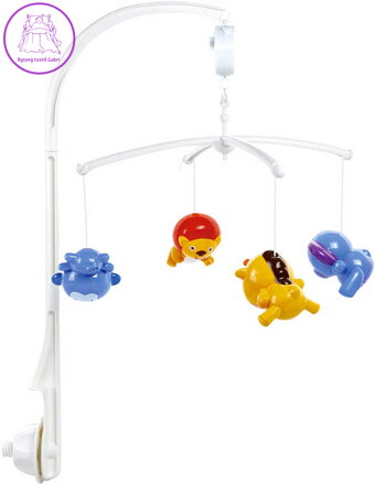 Kolotoč baby na postýlku s melodiemi na natažení se 4 zvířátky pro miminko Zvuk