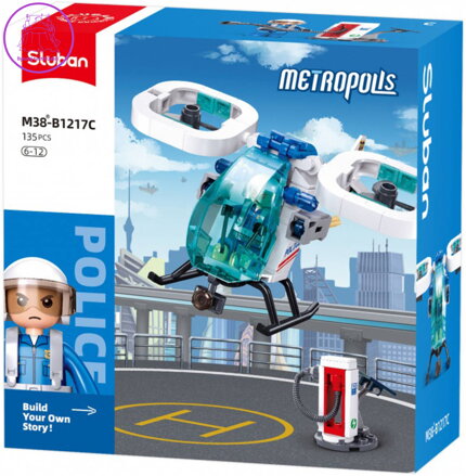 SLUBAN Metropolis Policejní vrtulník 135 dílků + figurka STAVEBNICE