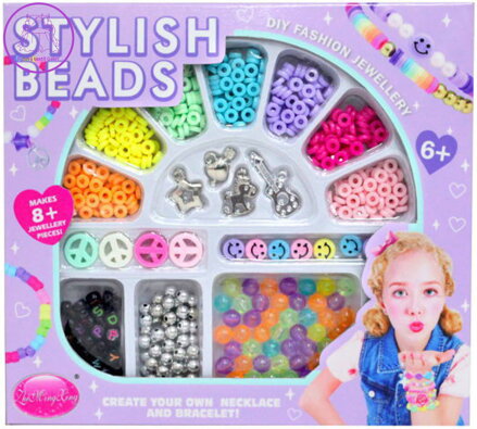 Korálky navlékací s přívěsky kreativní set výroba dětské fashion bižuterie