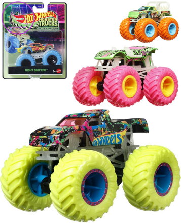 MATTEL HOT WHEELS Auto Monster Trucks svítící ve tmě na baterie kov